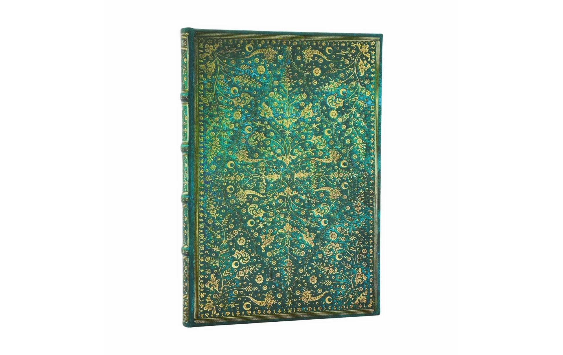 Paperblanks Notizbuch, blanko, Fadenheftung, Hardcover, 144 Seiten, 120 g/m² – smaragdgrün, Muster