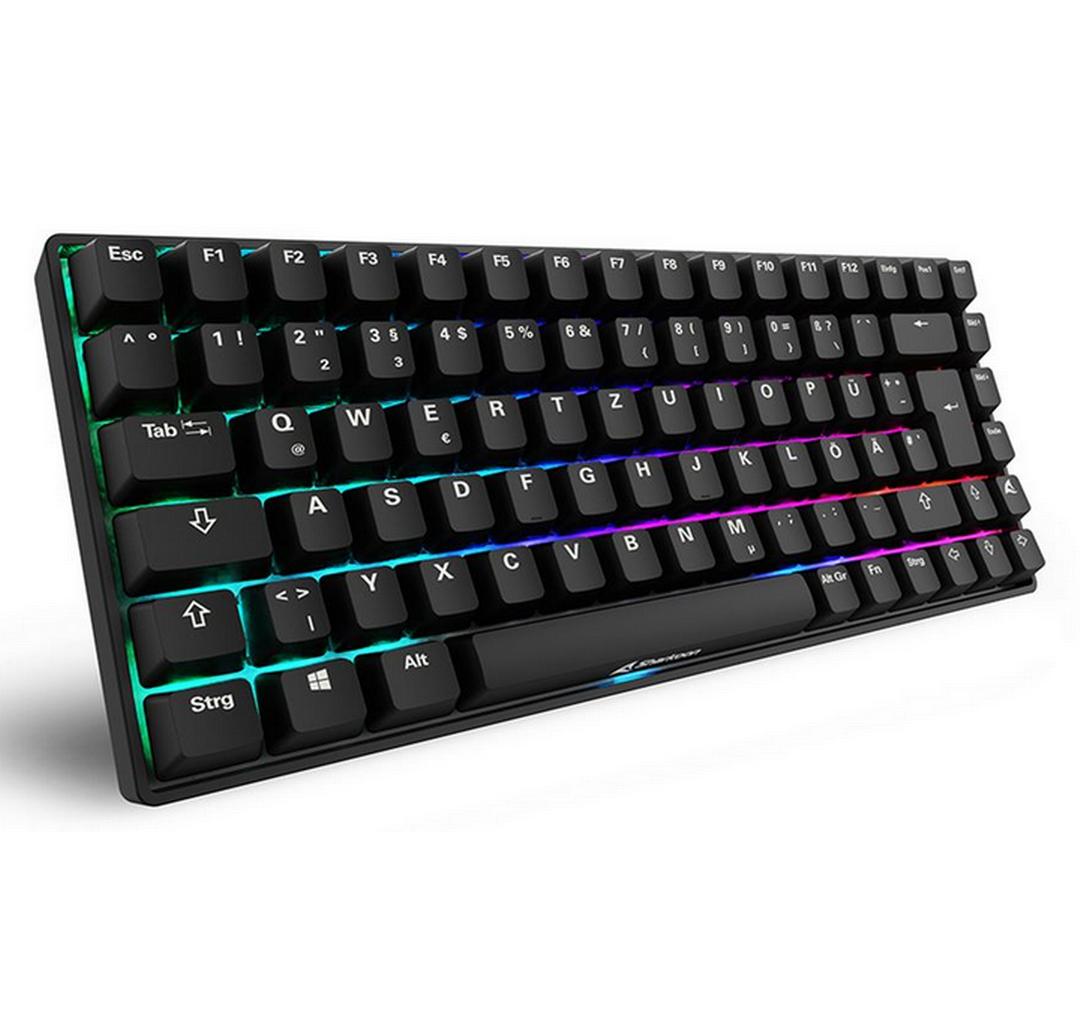 Sharkoon SGK50 S3 PBT – Gaming-Tastatur 75% – Mechanisch, RGB – Verkabelt USB-A – QWERTZ (DE) – Schwarz