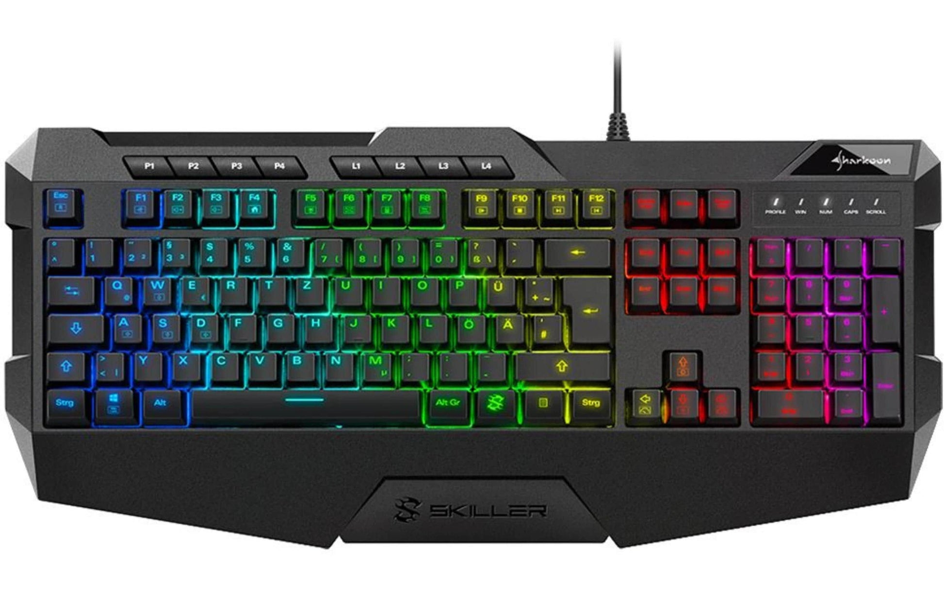 Sharkoon Skiller SGK4 – Gaming-Tastatur 100% – Membran – kabelgebunden (USB-A) – RGB – QWERTZ (DE) – schwarz