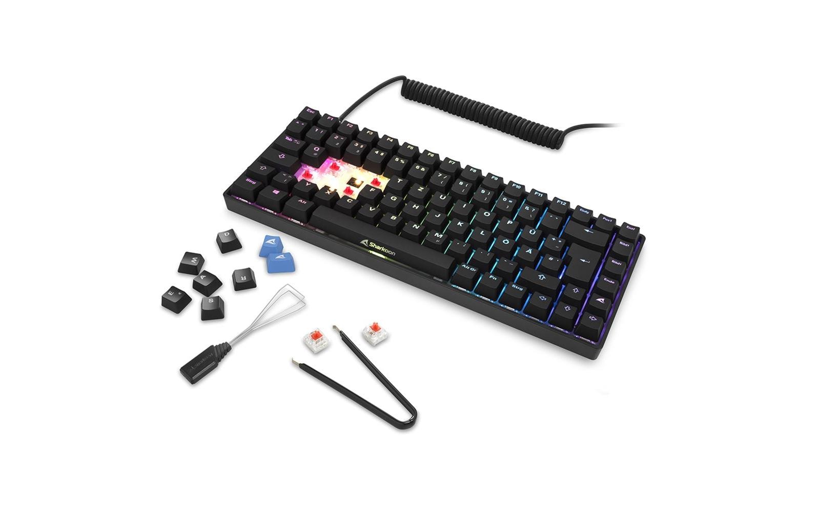 Sharkoon SKILLER SGK50 S3 – Tastatur 75% – Mechanisch (Gateron Yellow) – USB-C – QWERTZ (DE) – RGB – Schwarz