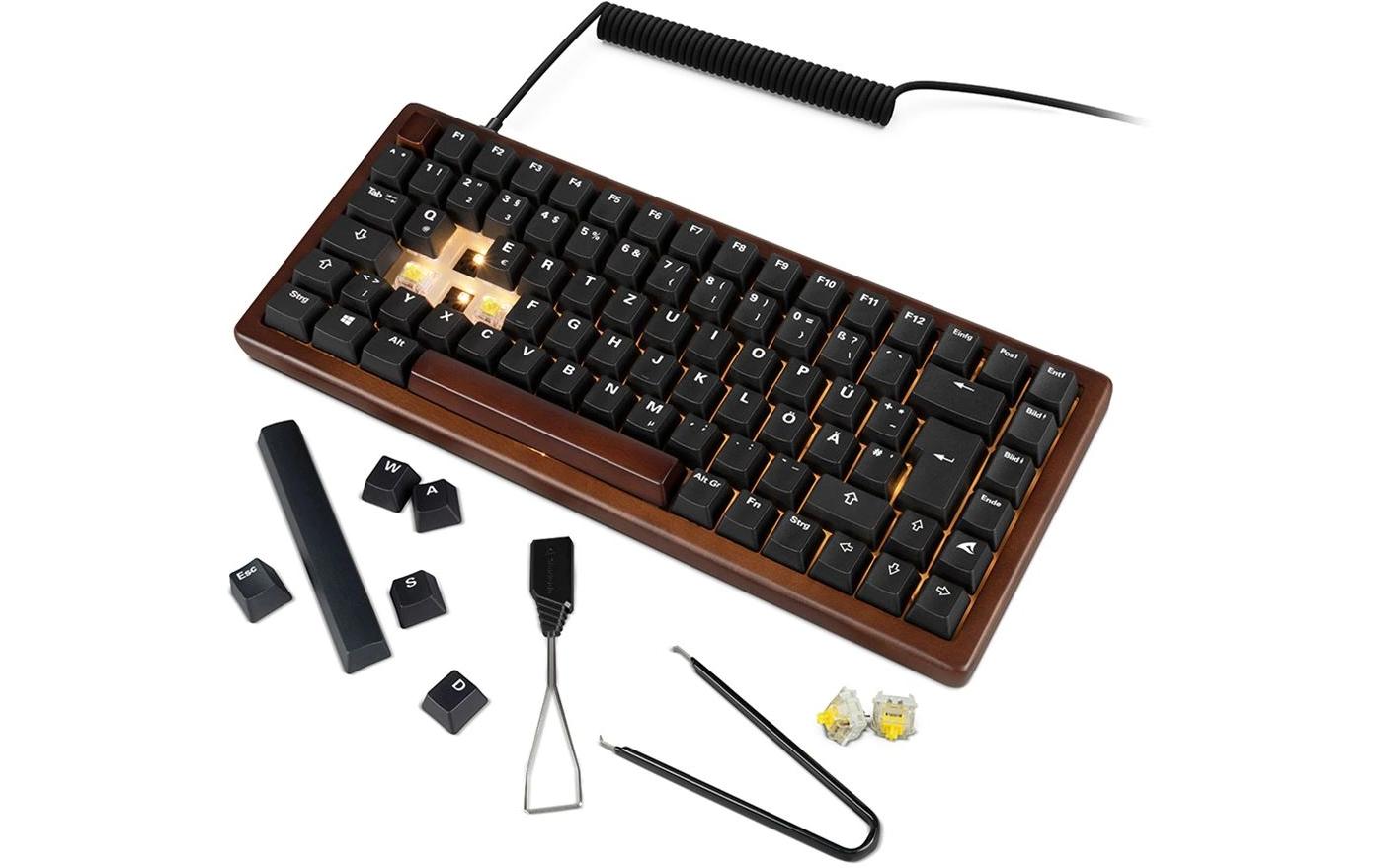 Sharkoon Skiller SGK50 S3 Wood – Tastatur 75% – Mechanisch, Hot-Swap – QWERTZ (DE) – Ohne Ziffernblock