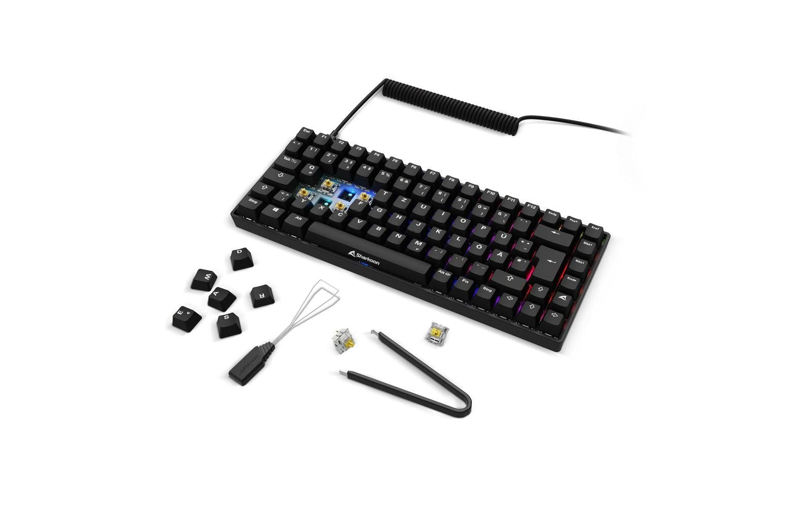 Sharkoon SGK50 S3 PBT – Gaming-Tastatur 75% – Mechanisch, RGB – Verkabelt USB-A – QWERTZ (DE) – Schwarz
