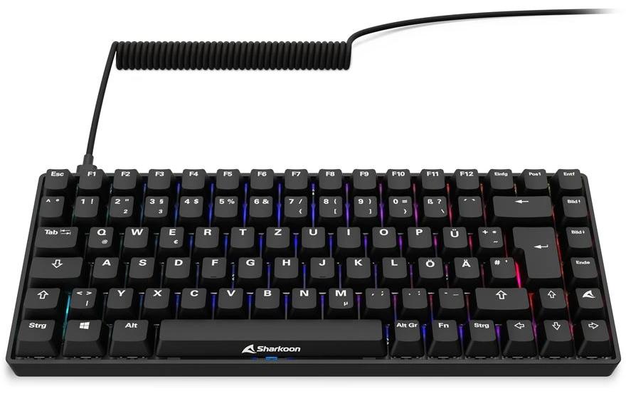 Sharkoon SGK50 S3 PBT – Gaming-Tastatur 75% – Mechanisch, RGB – Verkabelt USB-A – QWERTZ (DE) – Schwarz