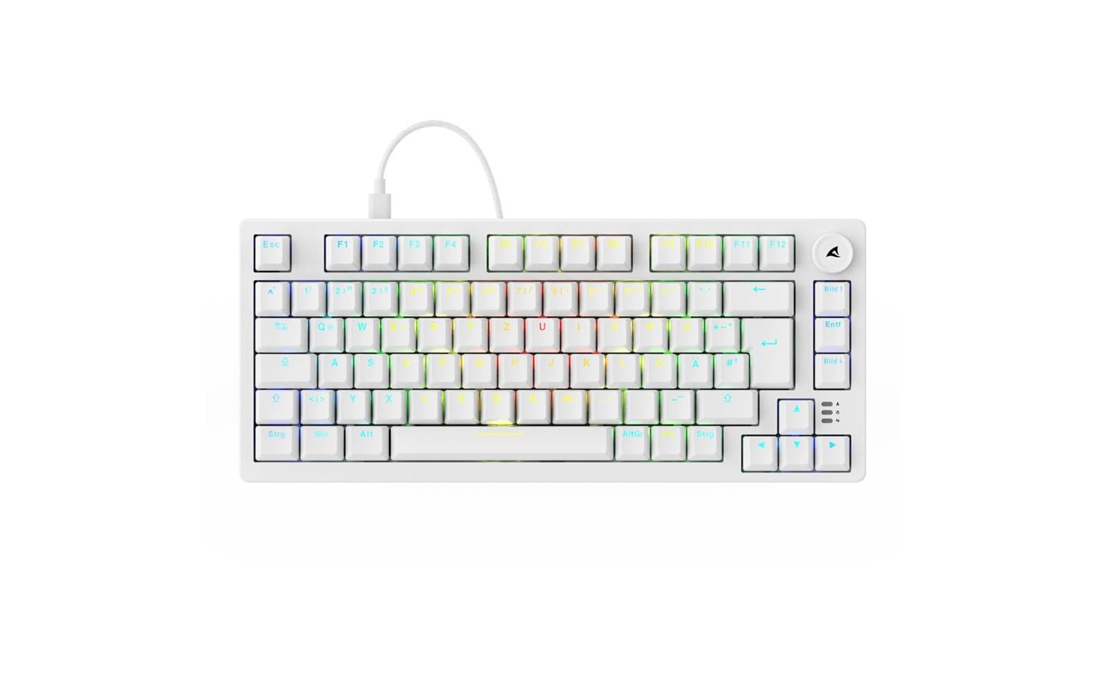 Sharkoon SGK25 – Tastatur 75% – Mechanisch – Verkabelt, USB-A – QWERTZ (DE) – RGB – Ohne Ziffernblock