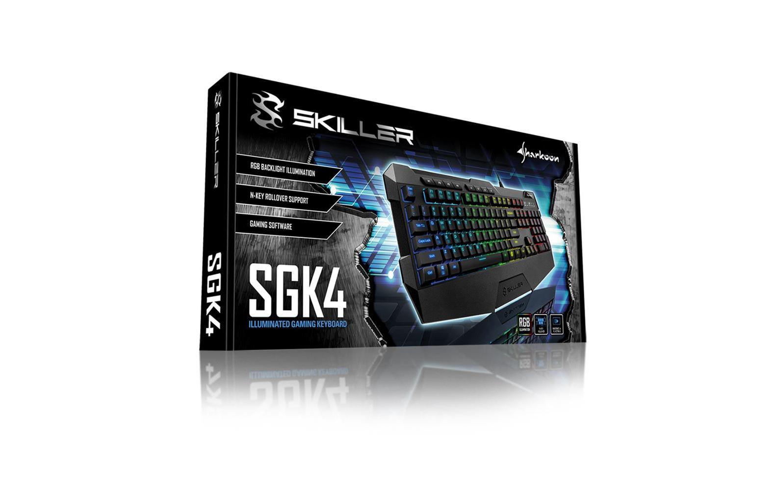 Sharkoon Skiller SGK4 – Gaming-Tastatur 100% – Membran – kabelgebunden (USB-A) – RGB – QWERTZ (DE) – schwarz