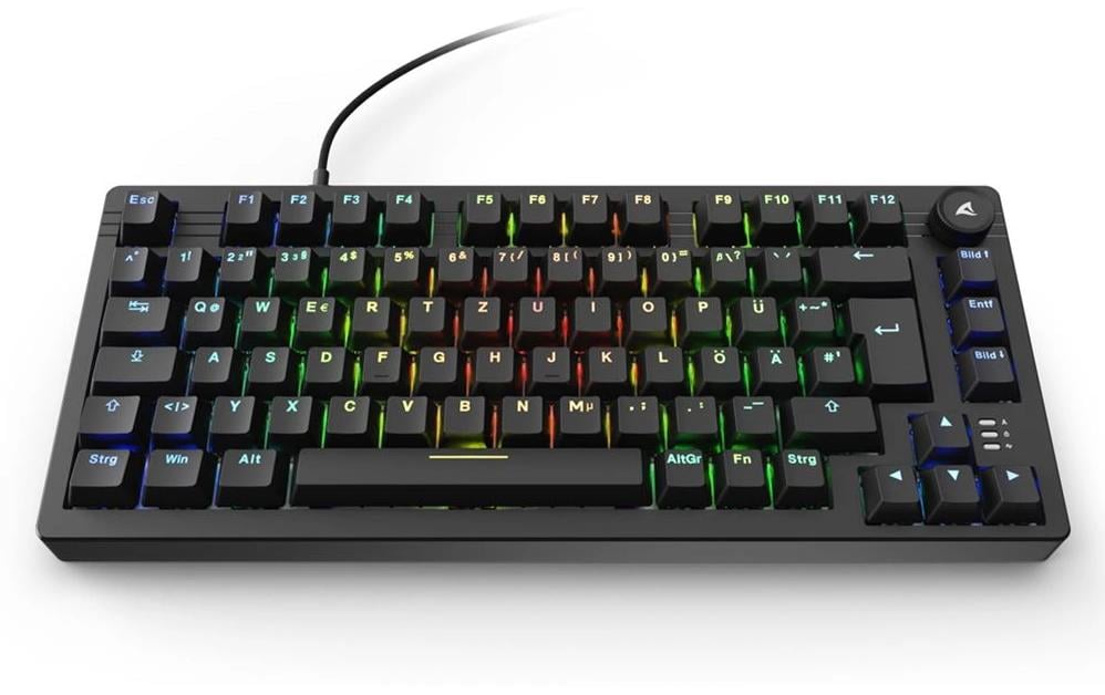 Sharkoon SGK25 – Tastatur 75% – Mechanisch – Verkabelt – QWERTZ (DE) – RGB – Ohne Ziffernblock – Schwarz
