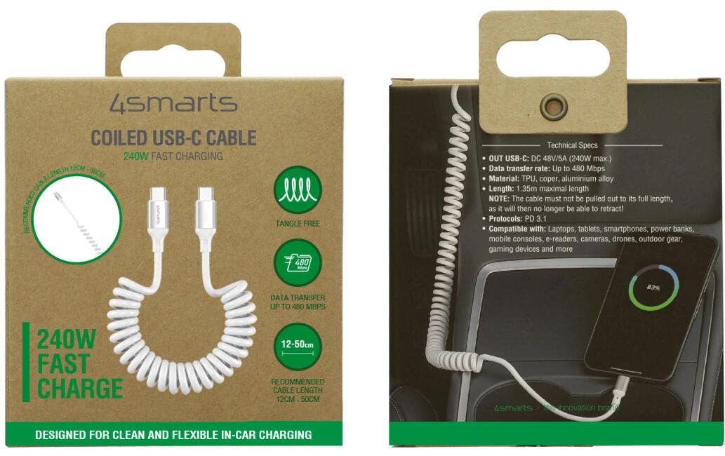 4smarts USB-Kabel, USB-C zu USB-C, 1,35 m, USB 2.0, Lade-/Datenkabel