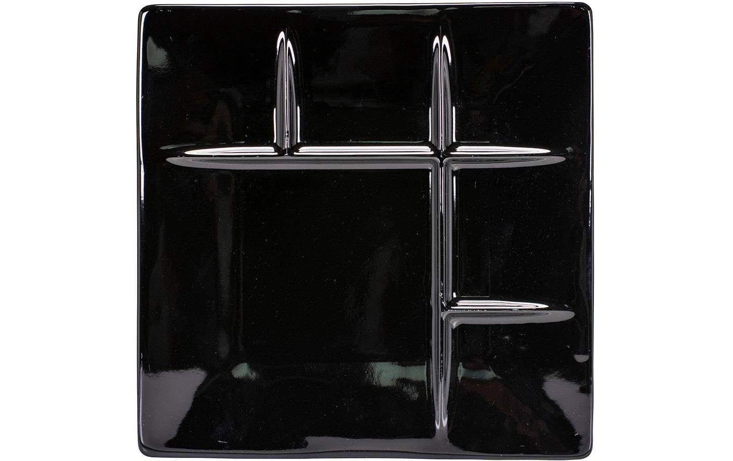 Kadastar Fleischfondue-Teller – 6er Set, 26 × 26 cm, Porzellan, Schwarz