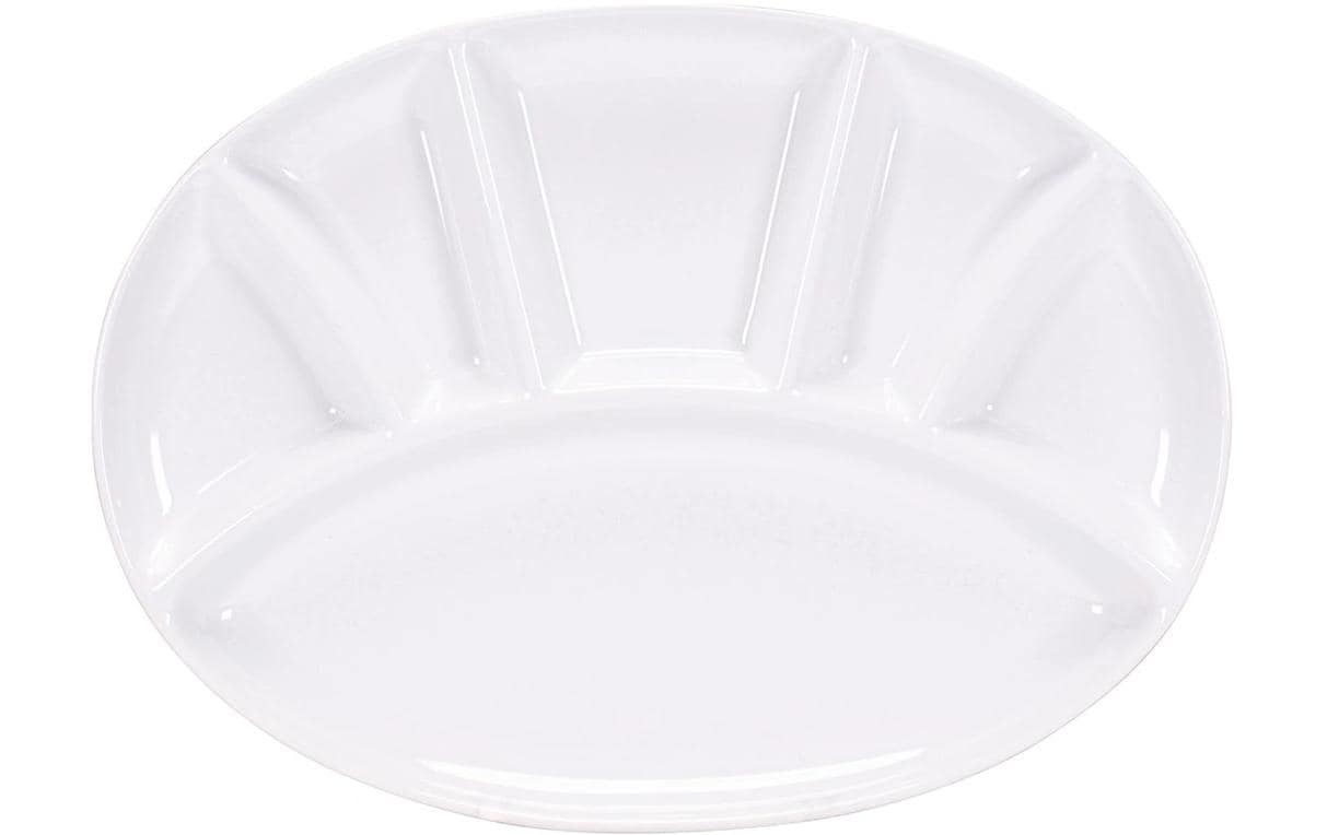 Kadastar Fleischfondue-Teller – 30,0 × 22,0 cm, Keramik, Weiss