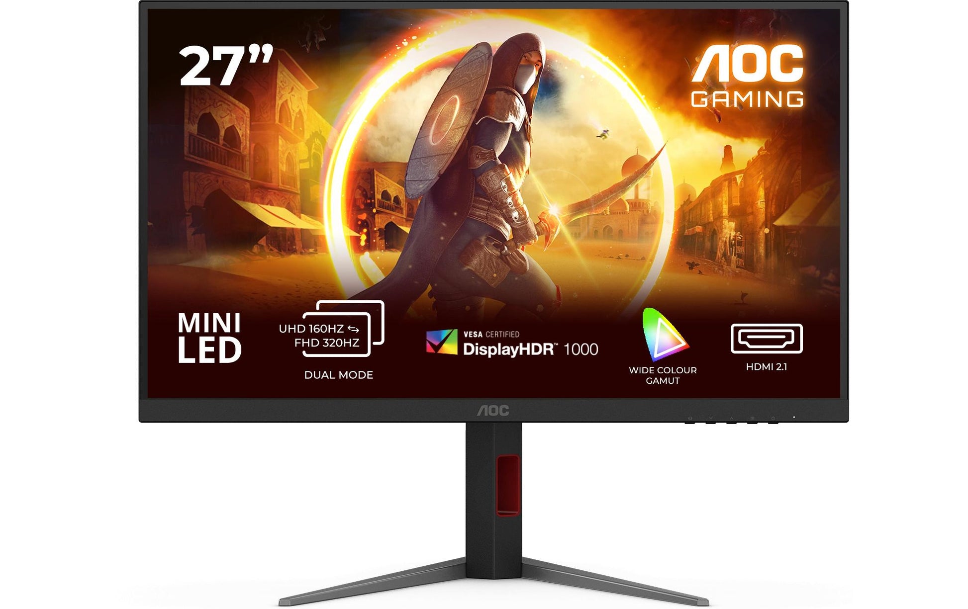 AOC U27G4XM – Monitor, 27", 3840 × 2160 (UHD 4K), IPS, 160 Hz, 450 cd/m², Adaptive Sync, VESA 100 × 100, Rot