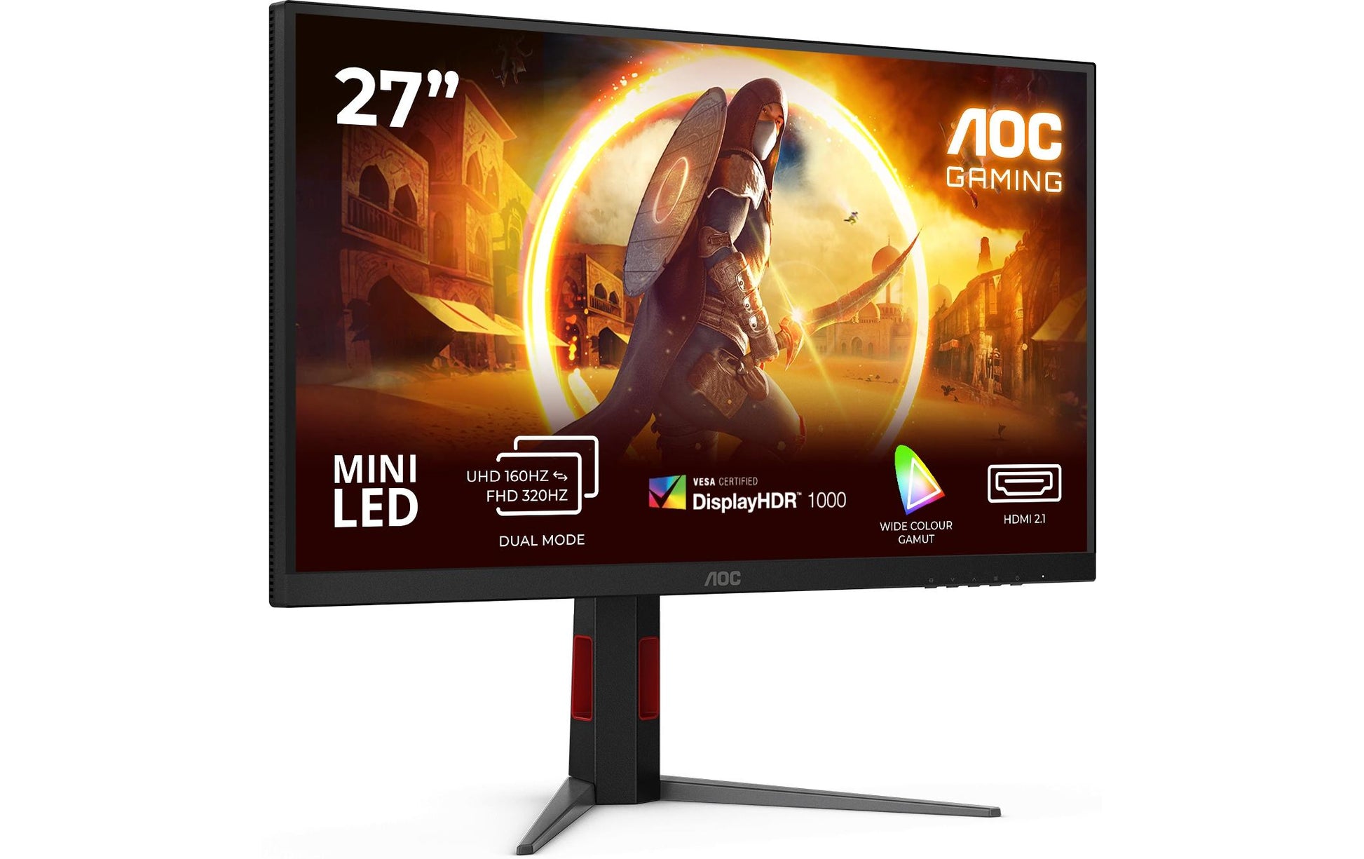 AOC U27G4XM – Monitor, 27", 3840 × 2160 (UHD 4K), IPS, 160 Hz, 450 cd/m², Adaptive Sync, VESA 100 × 100, Rot
