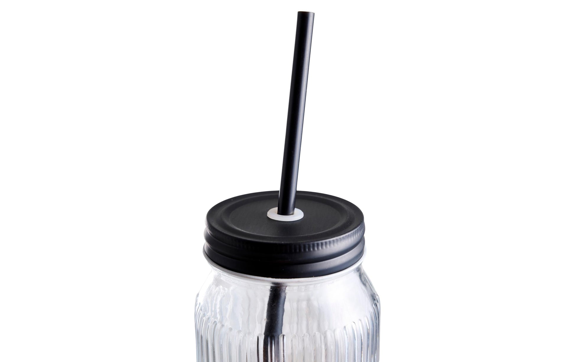 Schou Trinkglas – 450 ml, H 21,0 cm, Glas, Weiss, mit Strohhalm