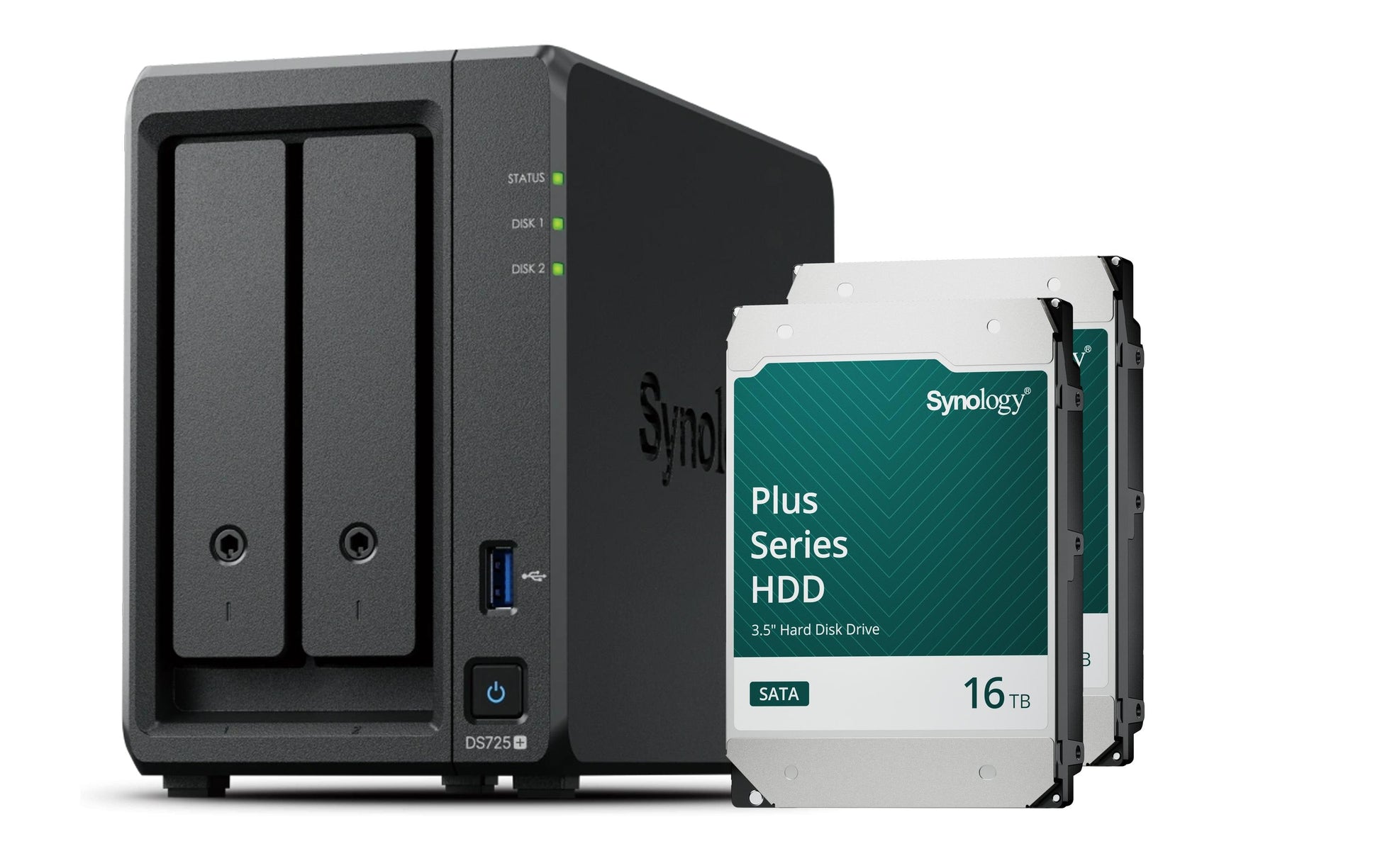 Synology DS725+ – 2-Bay Tower NAS – 4 GB RAM, 2.5GbE, 32 TB HDD vorinstalliert