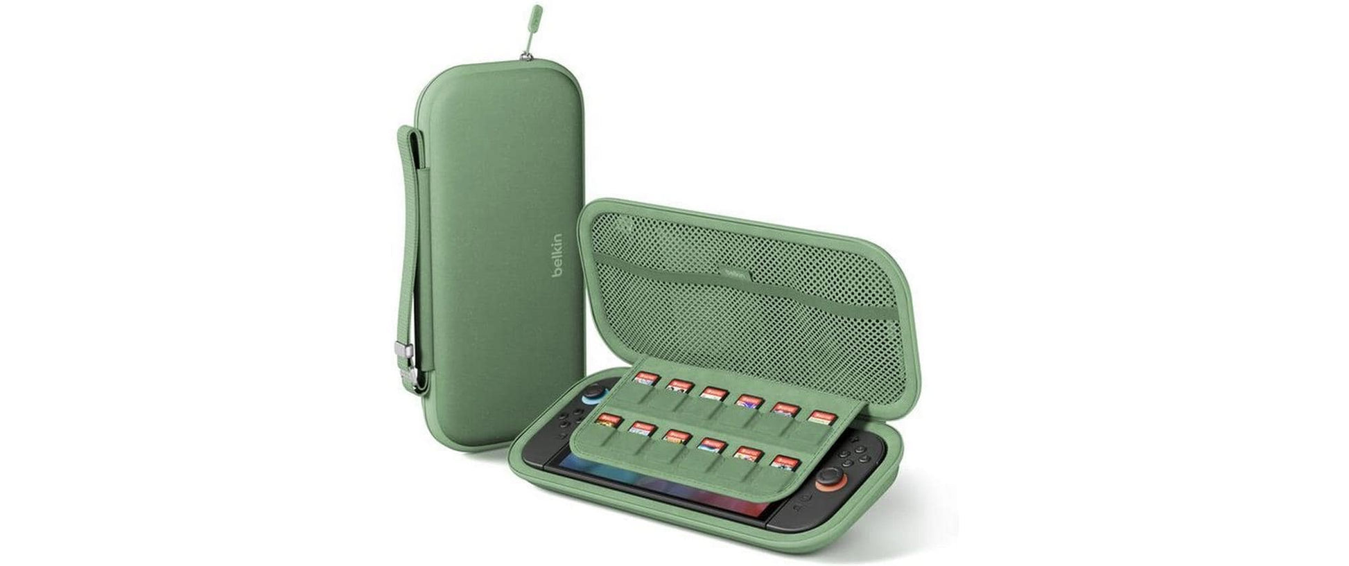 Belkin Tragetasche – wasserfest, stossfest – für Nintendo Switch 2 – 145 × 46 × 293 mm – grün, Polyester/Samt