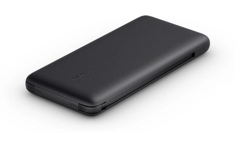 Belkin Powerbank 10000 mAh, mit USB-C- und Lightning-Kabeln, Schwarz