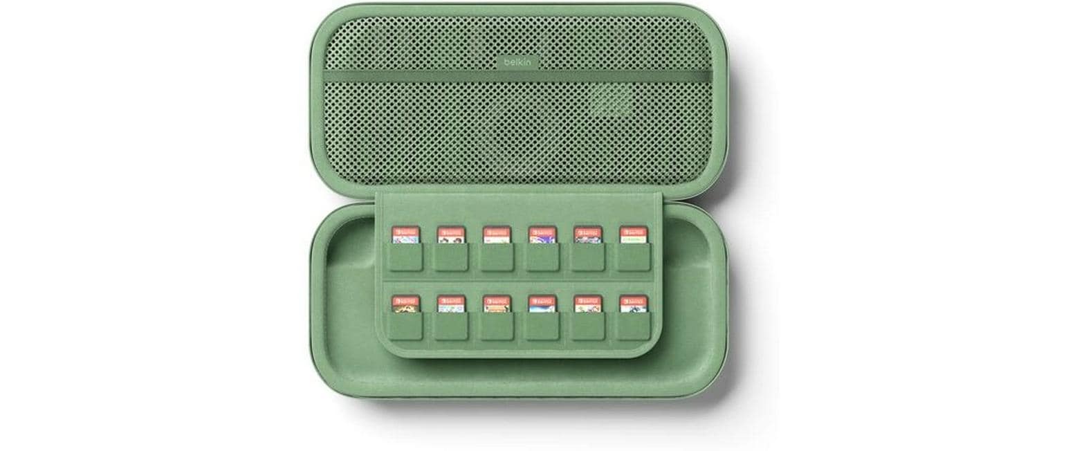 Belkin Tragetasche – wasserfest, stossfest – für Nintendo Switch 2 – 145 × 46 × 293 mm – grün, Polyester/Samt