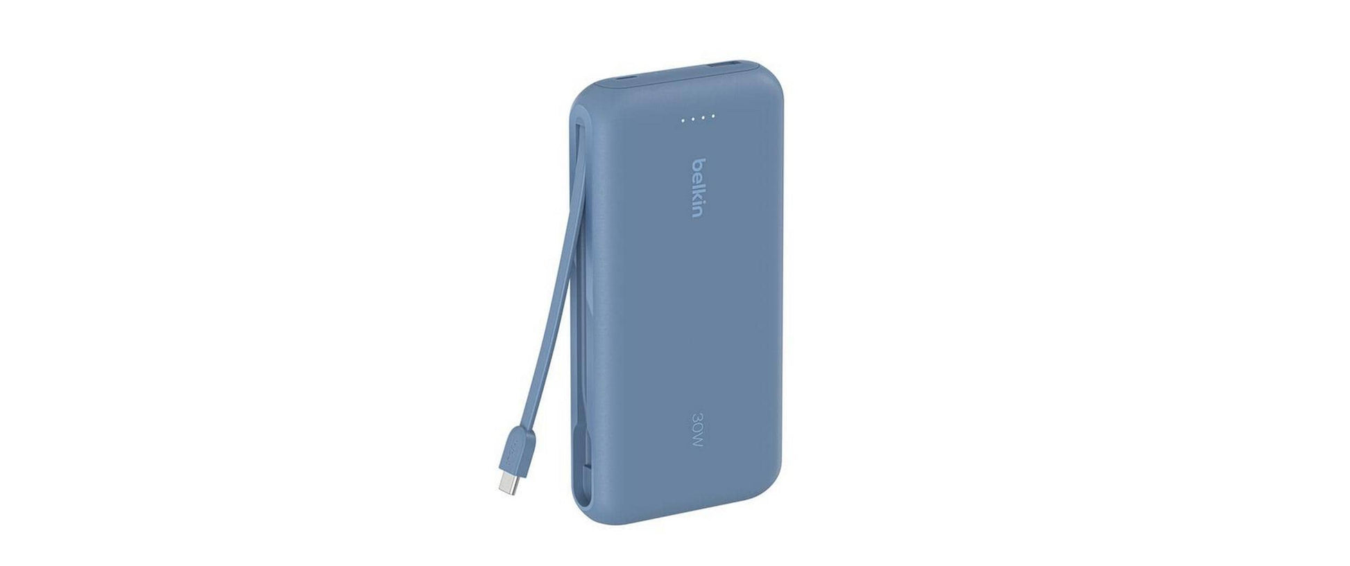 Belkin Powerbank 20000 mAh, PD 30 W, integriertes USB-C-Kabel, Blau