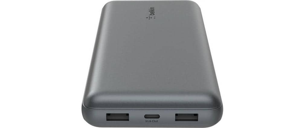 Belkin Powerbank 20000 mAh, PD 39 W, 1× USB-C, 2× USB-A, für Smartphones, Tablets und Smartwatches, Grau
