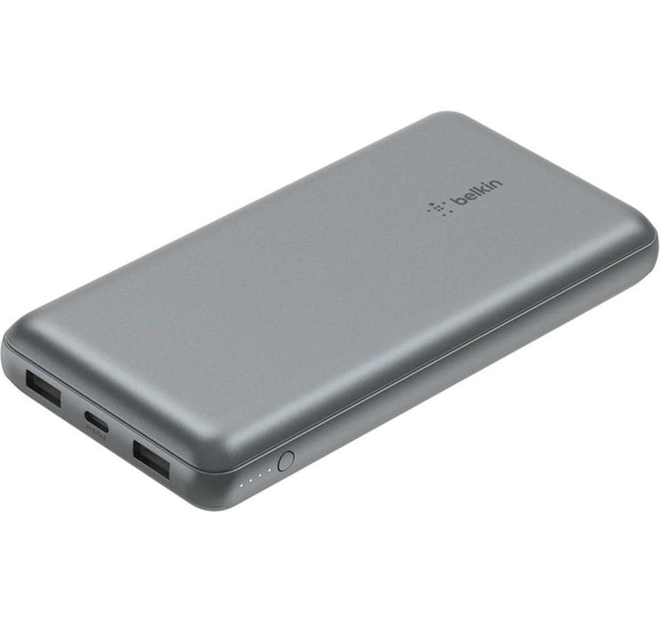 Belkin Powerbank 20000 mAh, PD 39 W, 1× USB-C, 2× USB-A, für Smartphones, Tablets und Smartwatches, Grau