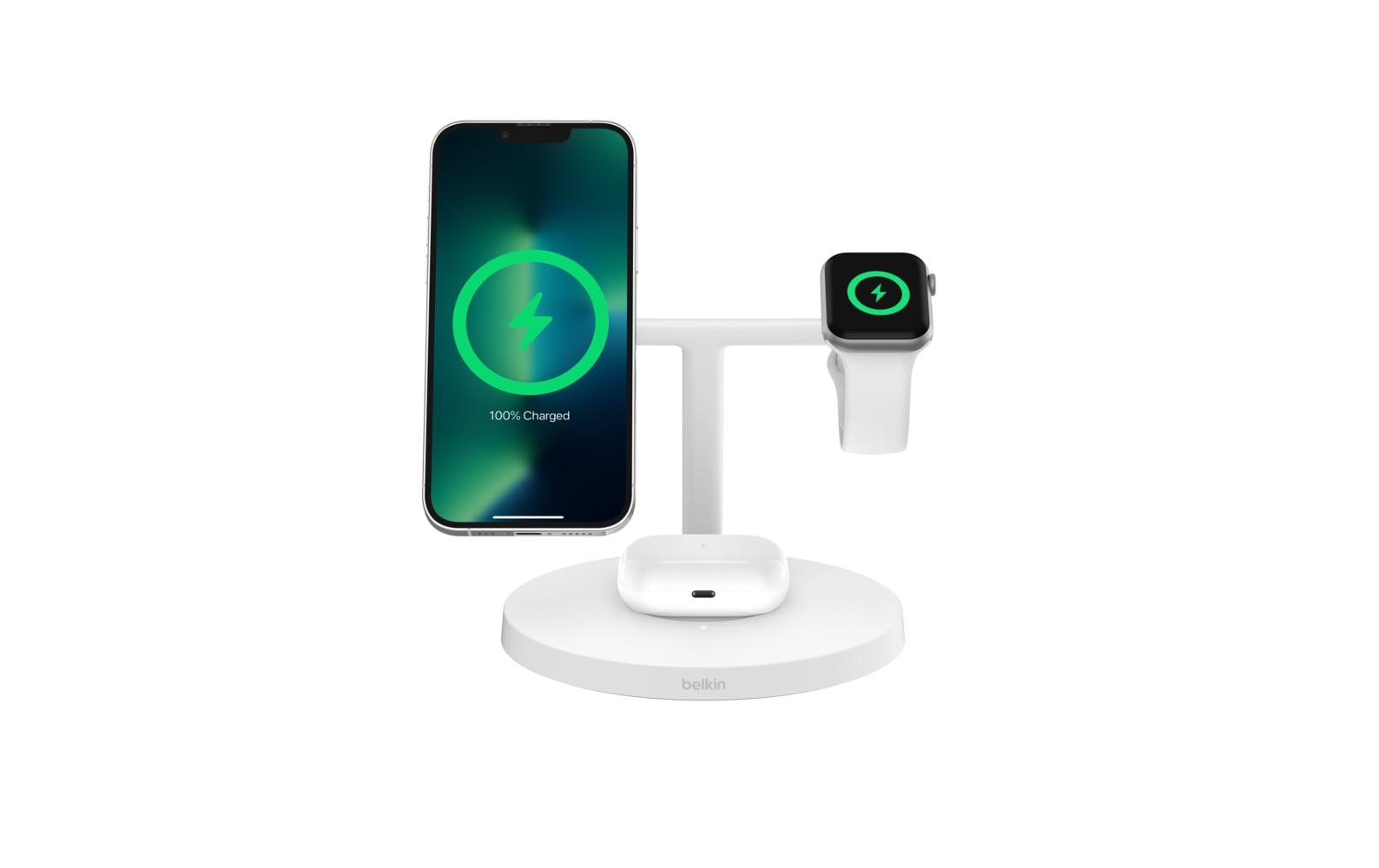 Belkin BOOST CHARGE PRO 3-in-1 Ladestation – 15 W, Qi2, magnetisch – für Apple Watch