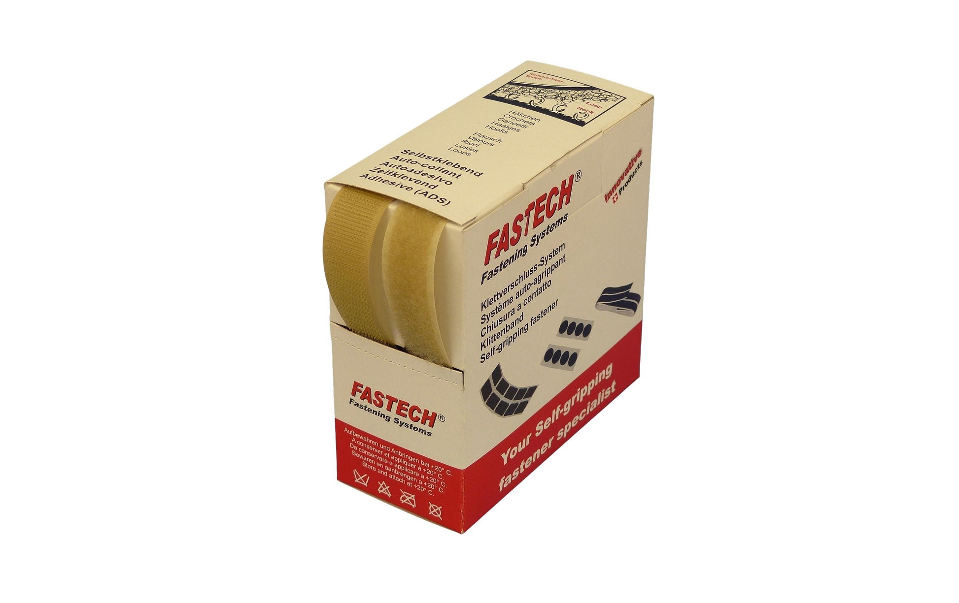 FASTECH Klettband 20 mm × 5 m – annähbar, Polyamid, Beige
