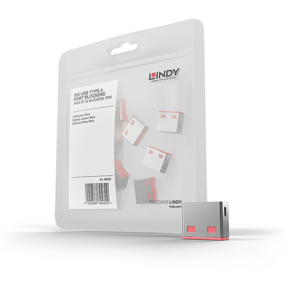 Lindy 10er-Set USB-Port-Schlösser Zubehörtasche – Rot