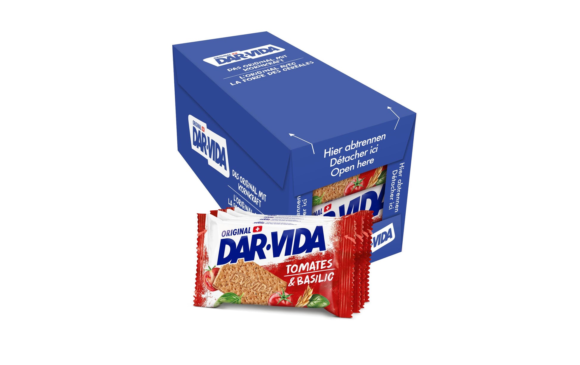 DAR-VIDA extra feiner Cracker – Tomate & Basilikum – 10 × 184 g