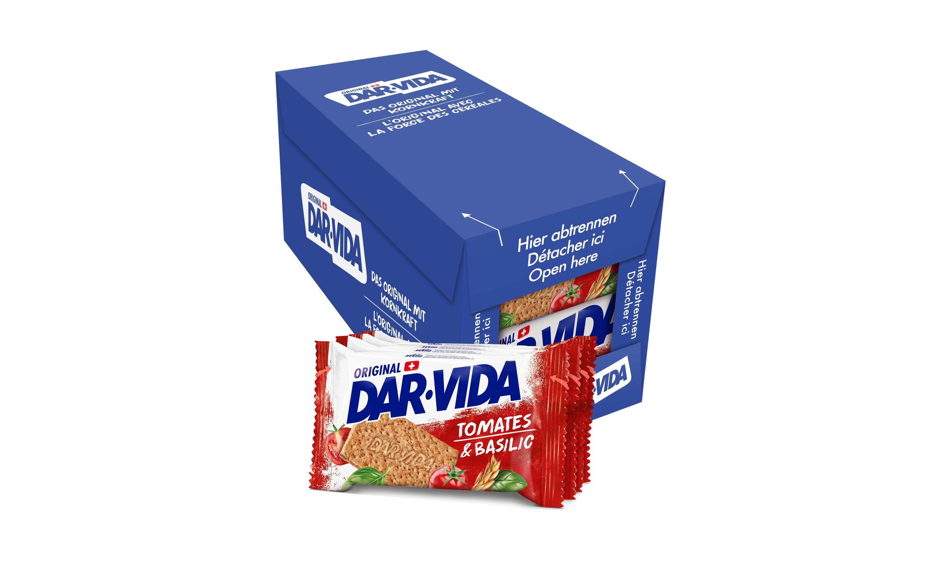 DAR-VIDA extra feiner Cracker – Tomate & Basilikum – 10 × 184 g