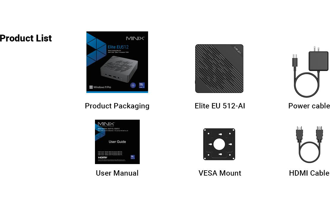 Minix Elite EU512-AI Micro – Intel Core Ultra 5 125H, 16 GB RAM, 512 GB SSD, Windows 11 Pro