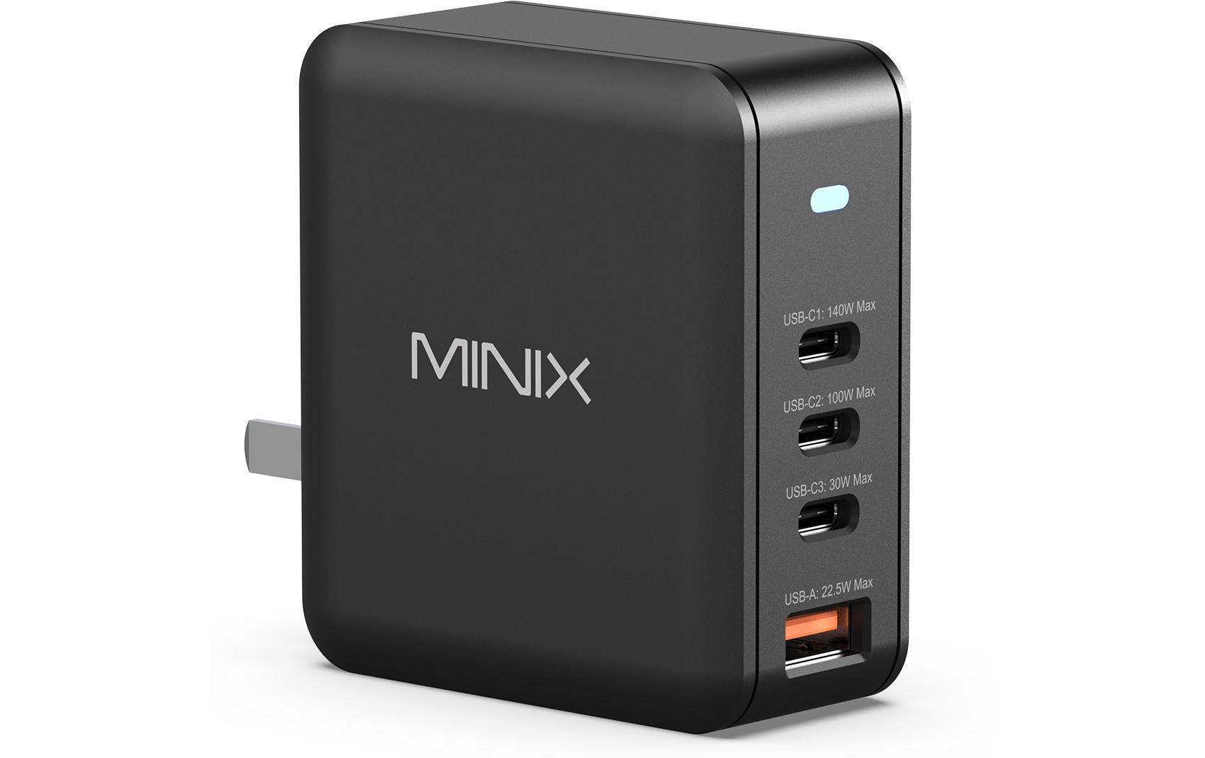 Minix NEO P165 USB-Wandladegerät 165 W – USB-C×3, USB-A×1 – 1×USB-C 140 W – Schwarz
