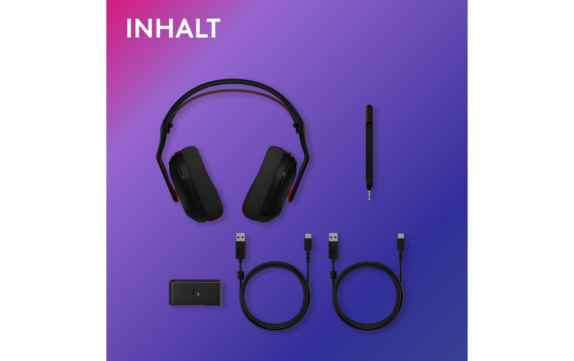 Logitech G Astro A20 X Gaming-Headset – Over-Ear, Kabel + BT, mit USB-A-Dongle, für PC, PS5, Xbox, Schwarz