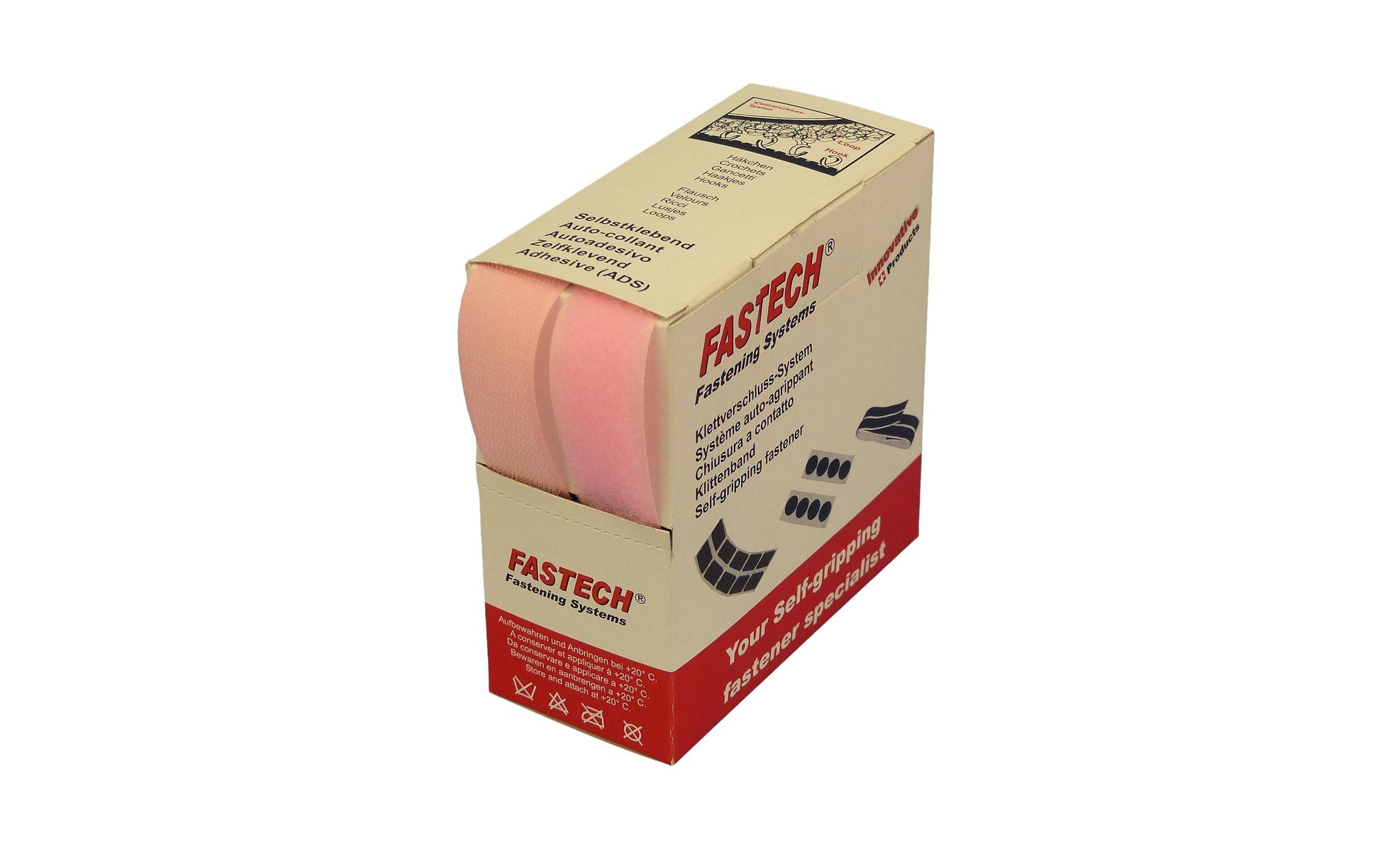 FASTECH Klettband 25 mm × 5 m – annähbar, rosa