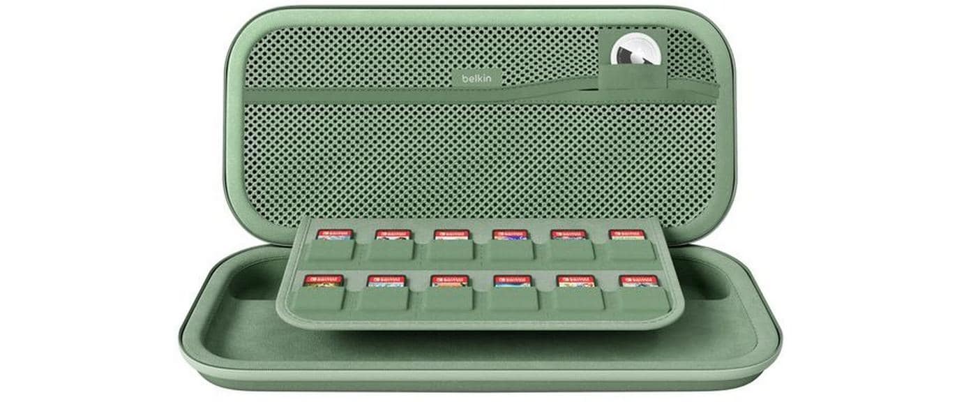 Belkin Tragetasche – wasserfest, stossfest – für Nintendo Switch 2 – 145 × 46 × 293 mm – grün, Polyester/Samt