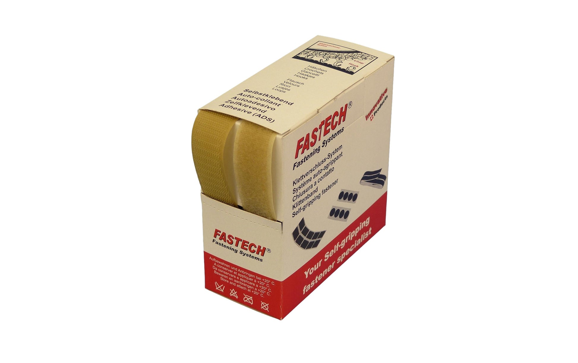 FASTECH Klettband 25 mm × 5 m – annähbar, Polyamid, Beige