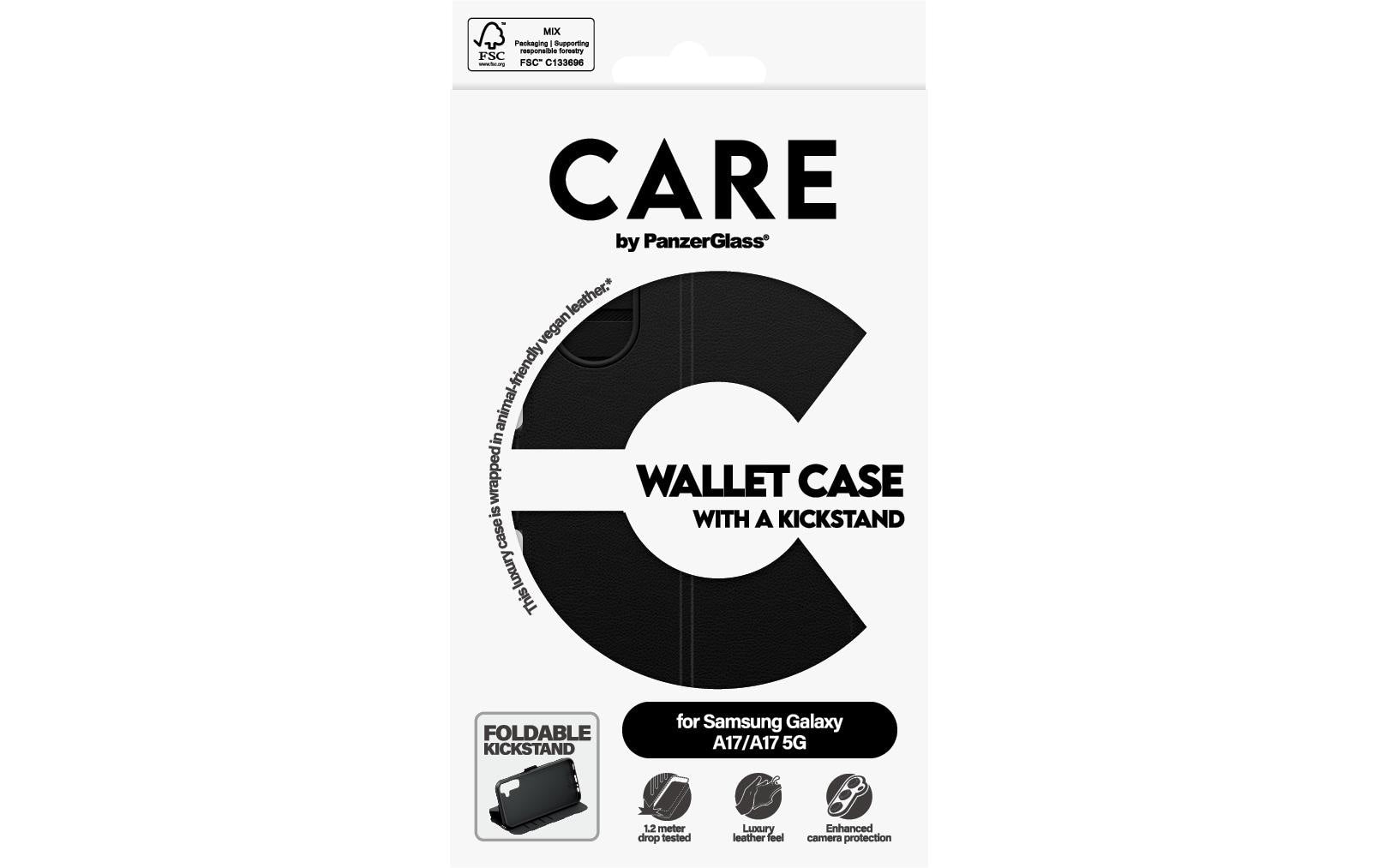 Care Booklet-Hülle – für Samsung Galaxy A17 – schwarz – Kunstleder, mit Kartenfach