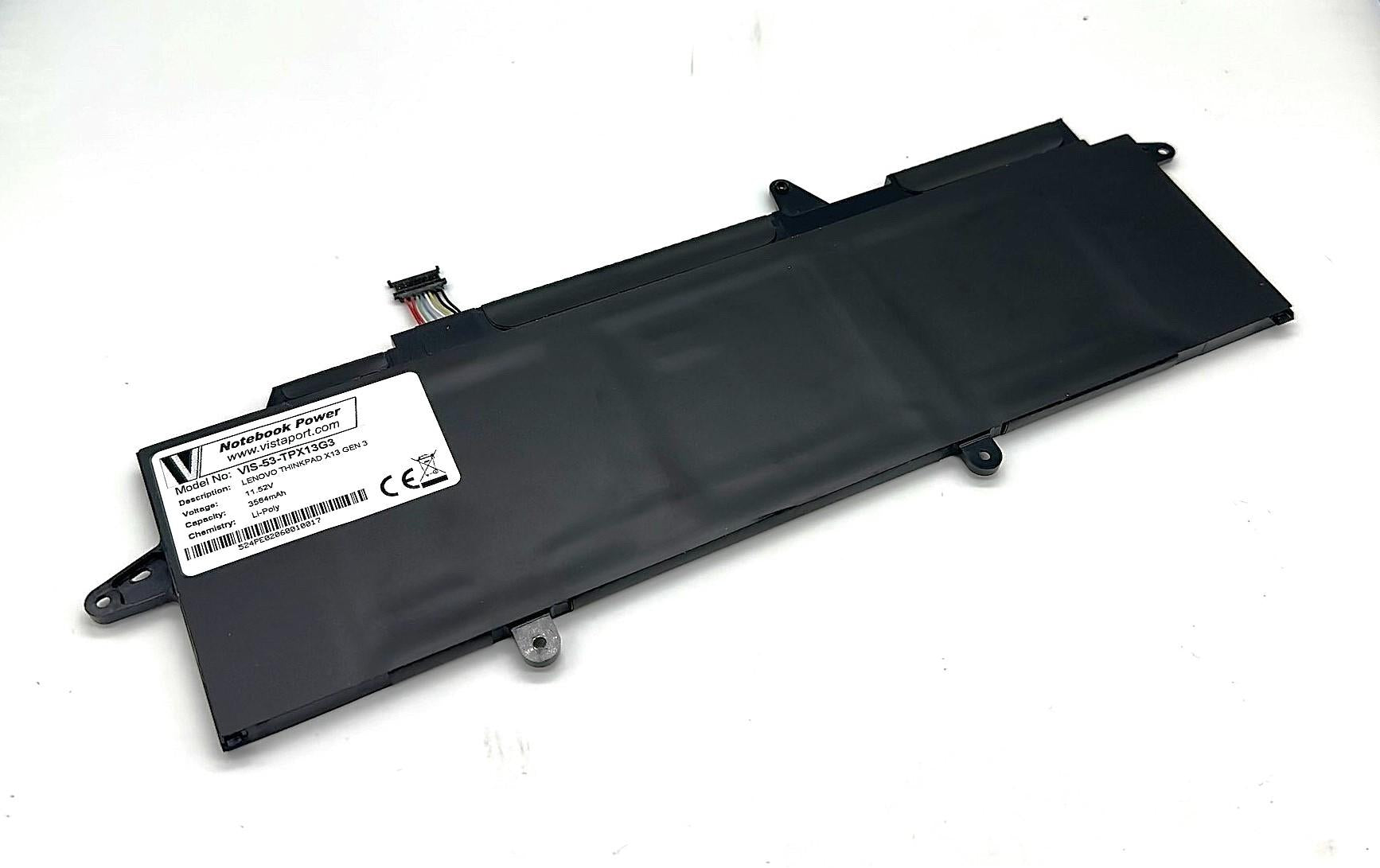 Vistaport Notebook-Akku – für Lenovo ThinkPad X13 Gen. 3 (21BQ, 21BN, 21CN) – 41 Wh, 11,52 V – Schwarz