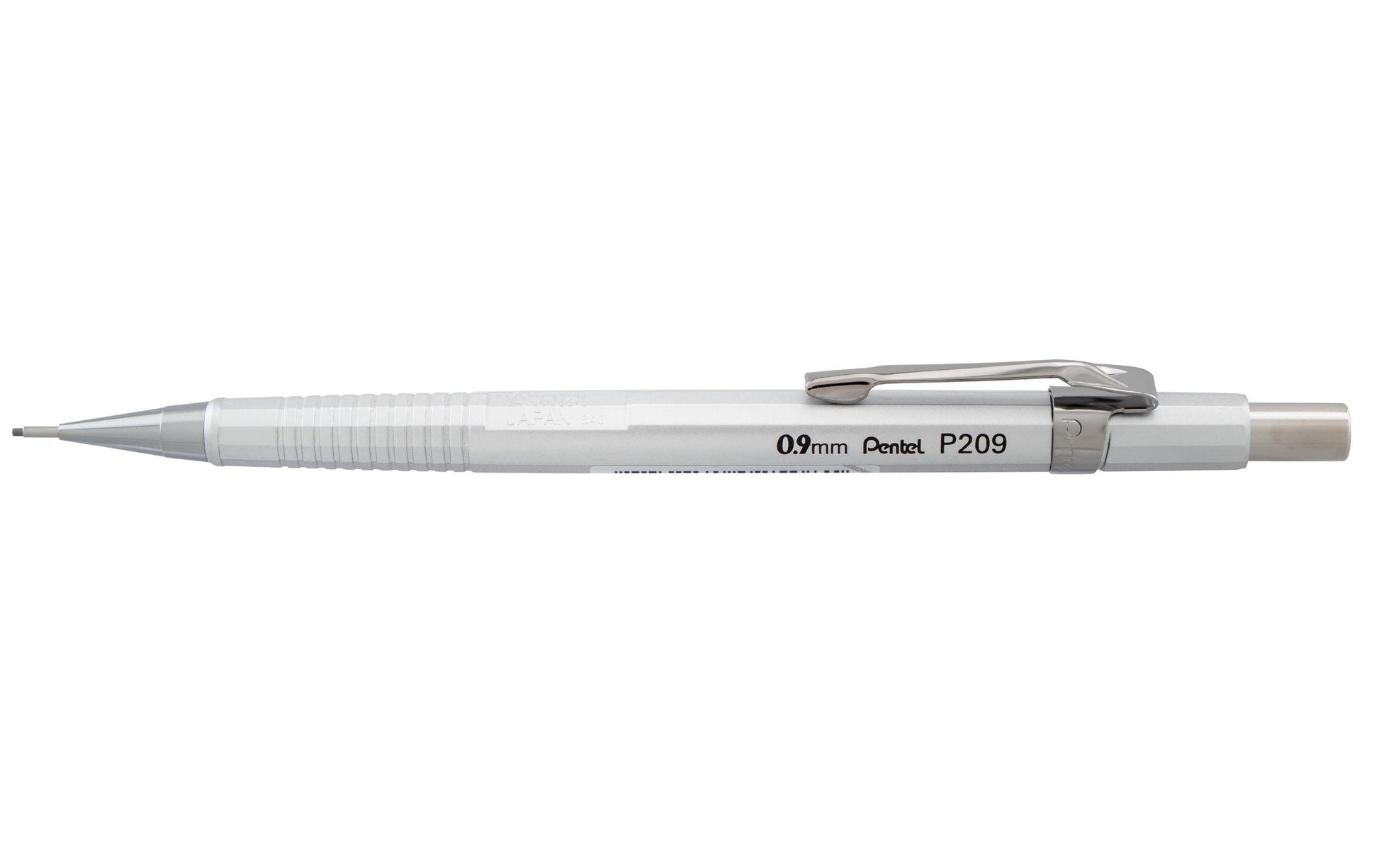 Pentel Sharp P200 Druckbleistift – 0,9 mm, silber, starres 4 mm Führungsröhrchen