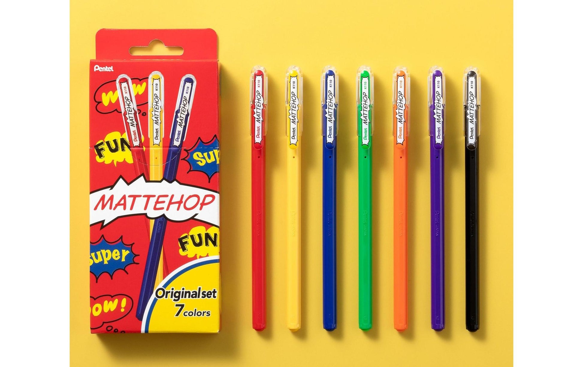 Pentel Mattehop K110-V7SA – Tintenroller, 0,5 mm, sortiert, wasserfest – 7 Stk.