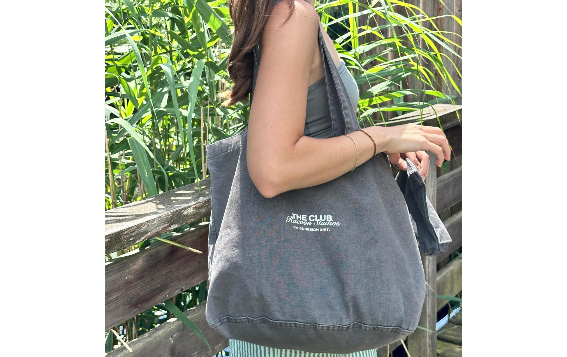 racoon Stofftasche, Baumwolle, Schwarz, 340×380×210 mm
