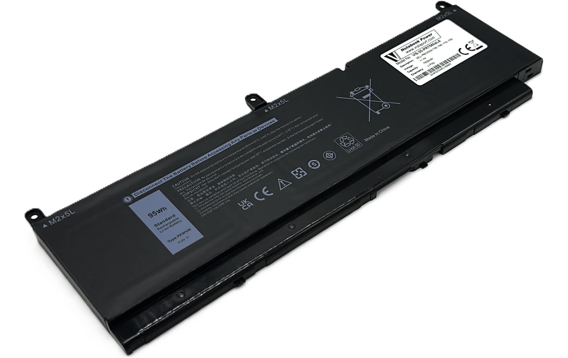Vistaport Notebook-Akku – für Dell Precision 7550–7760 – 95 Wh, 11,4 V (Li-Ion) – Schwarz