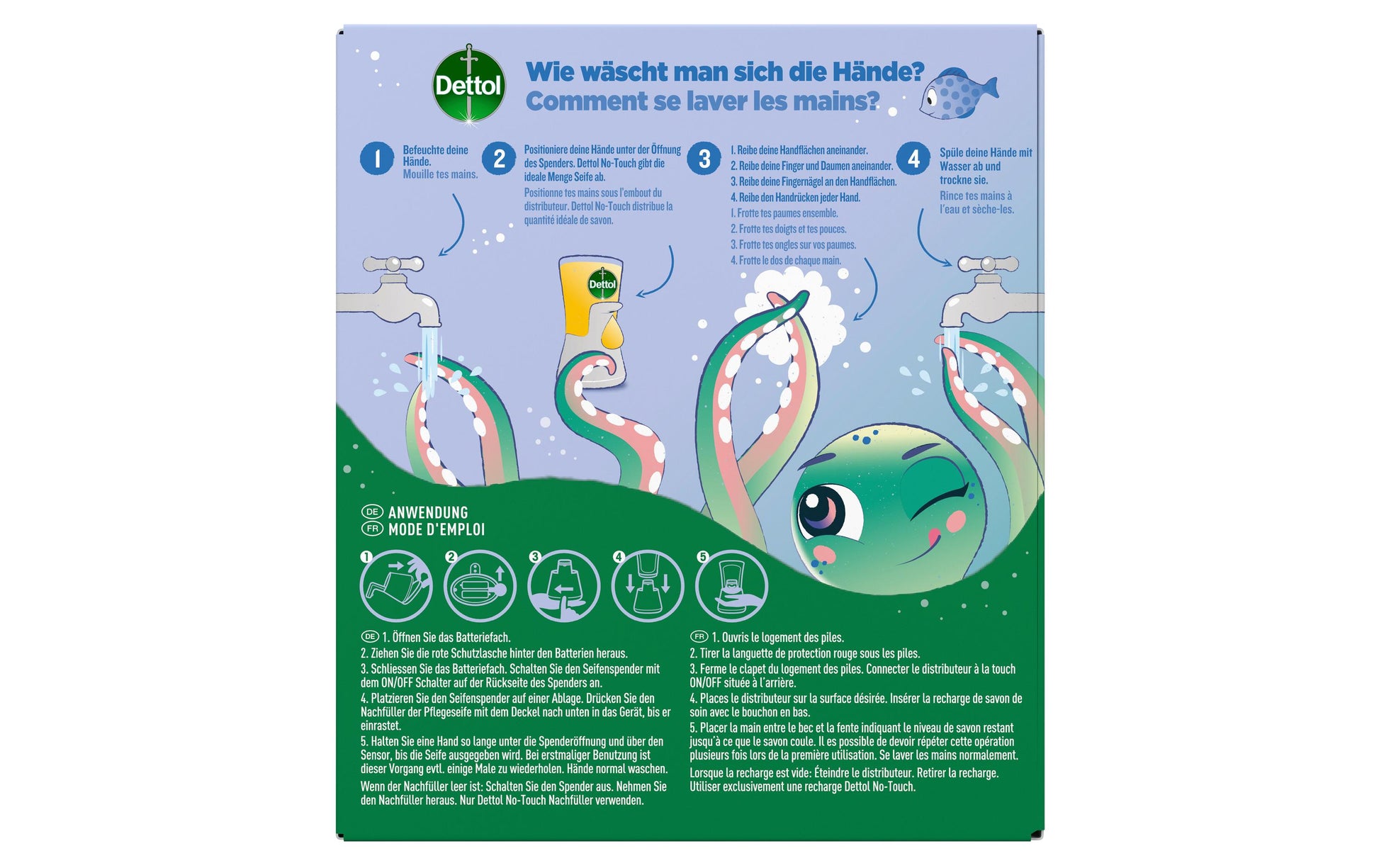 Dettol No Touch automatischer Seifenspender Starter-Set – Weiss, Gerät + Nachfüller 250 ml, Kids