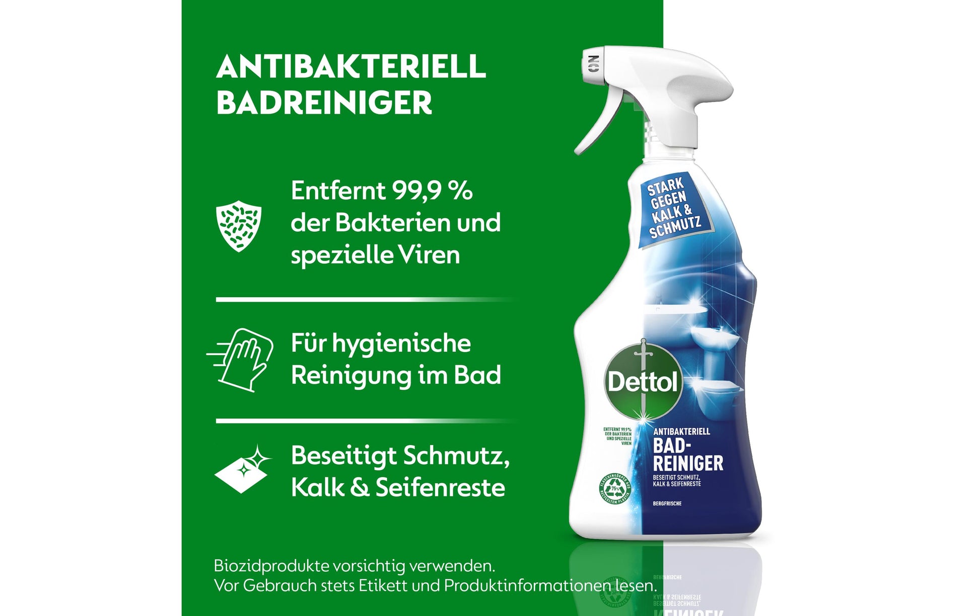 Dettol Spezialreiniger Bad Antibakteriell Bad-/Kalkreiniger – Flüssigkeit, Spray – 750 ml