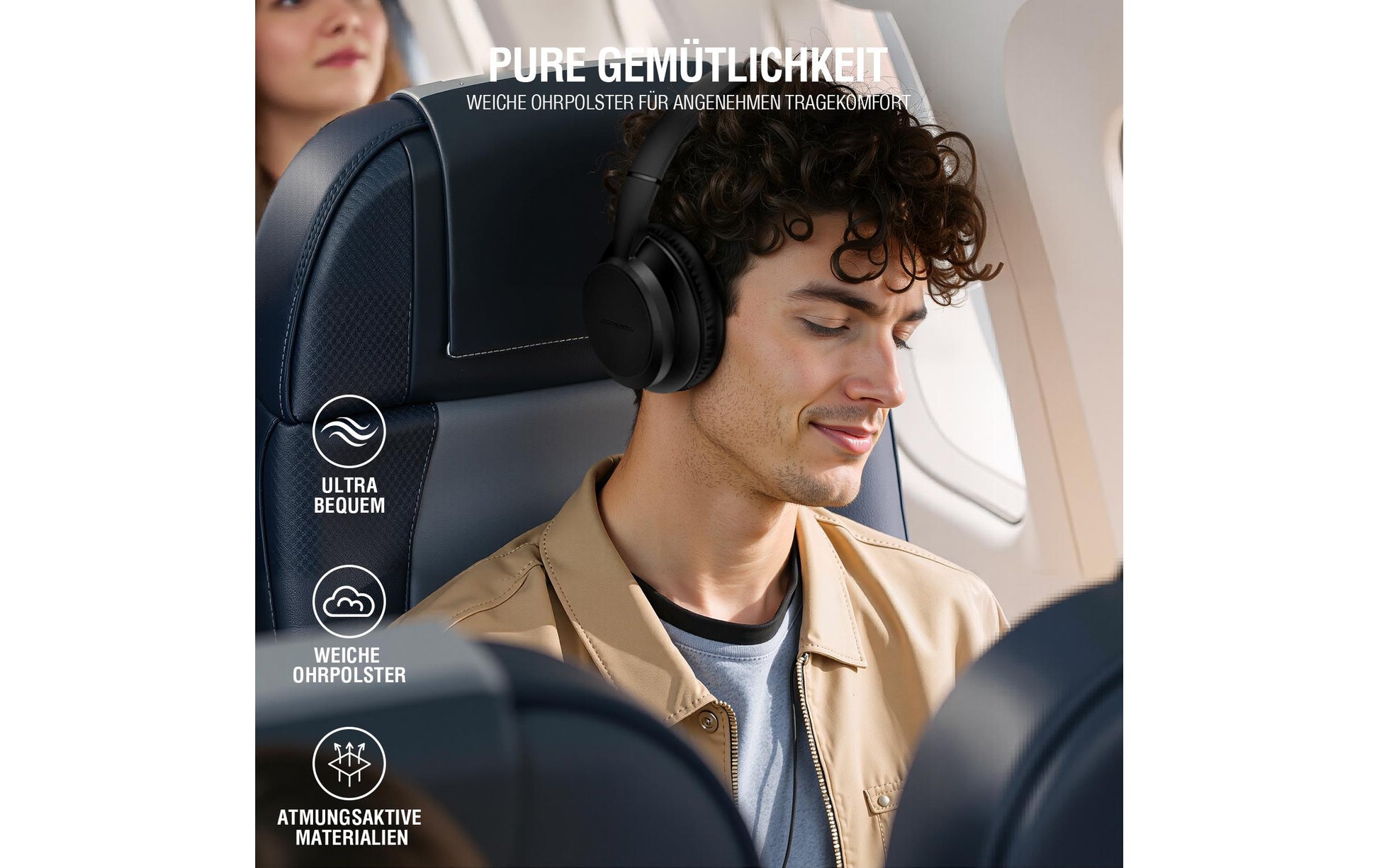 4smarts SkyBuds Wave Over-Ear Kopfhörer – Stereo, Kabel + BT, 3,5 mm Klinke, USB-C, Schwarz, BT 5.4