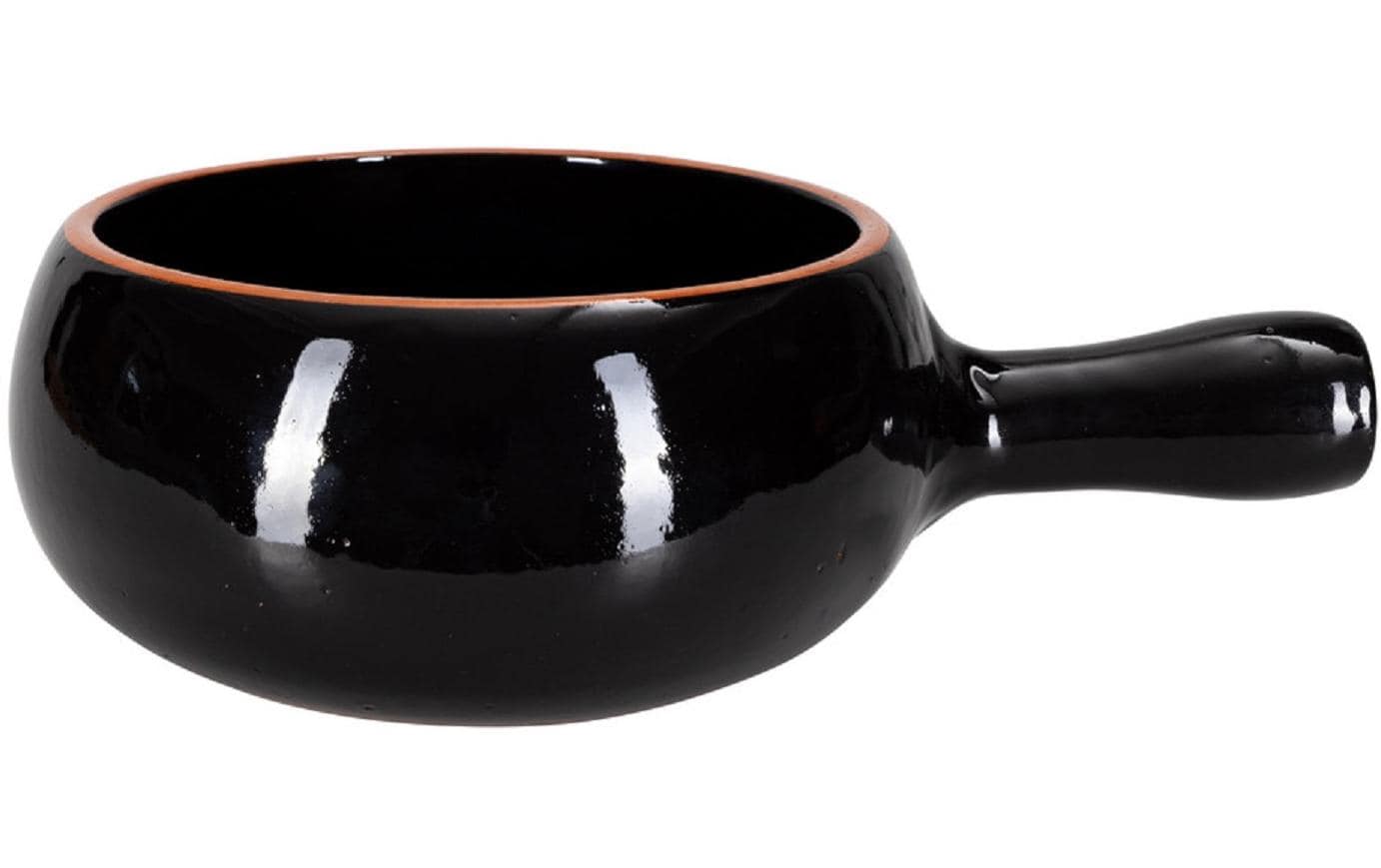 Nouvel Caquelon Bombata-Nero-Shine 22 cm – für Käsefondue, Terracotta, für Grill