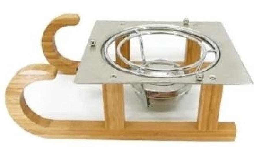 Nouvel Fondue-Set – Holz, Pastenbrenner – Braun/Silber
