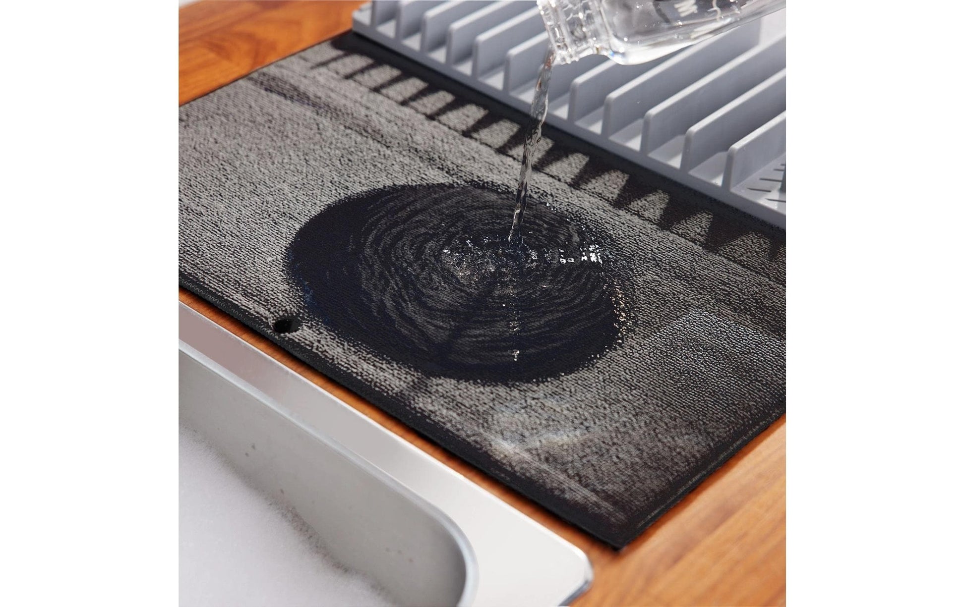 Westmark Abtropfmatte 60 × 46 × 4,2 cm, Mikrofaser, Grau, mit Tassenhalterung, spülmaschinenfest