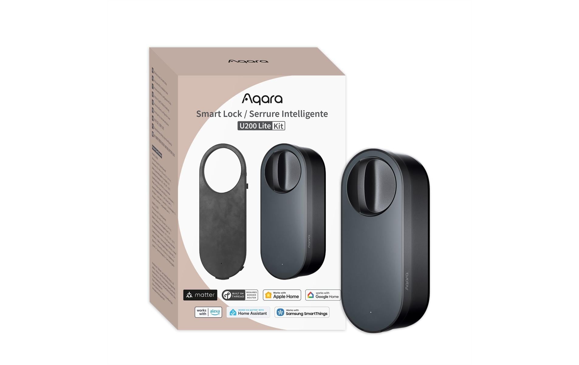 Aqara U200 Lite Intelligentes Türschloss – BT, Batteriebetrieben, Tür, 62×60×152 mm, Schwarz