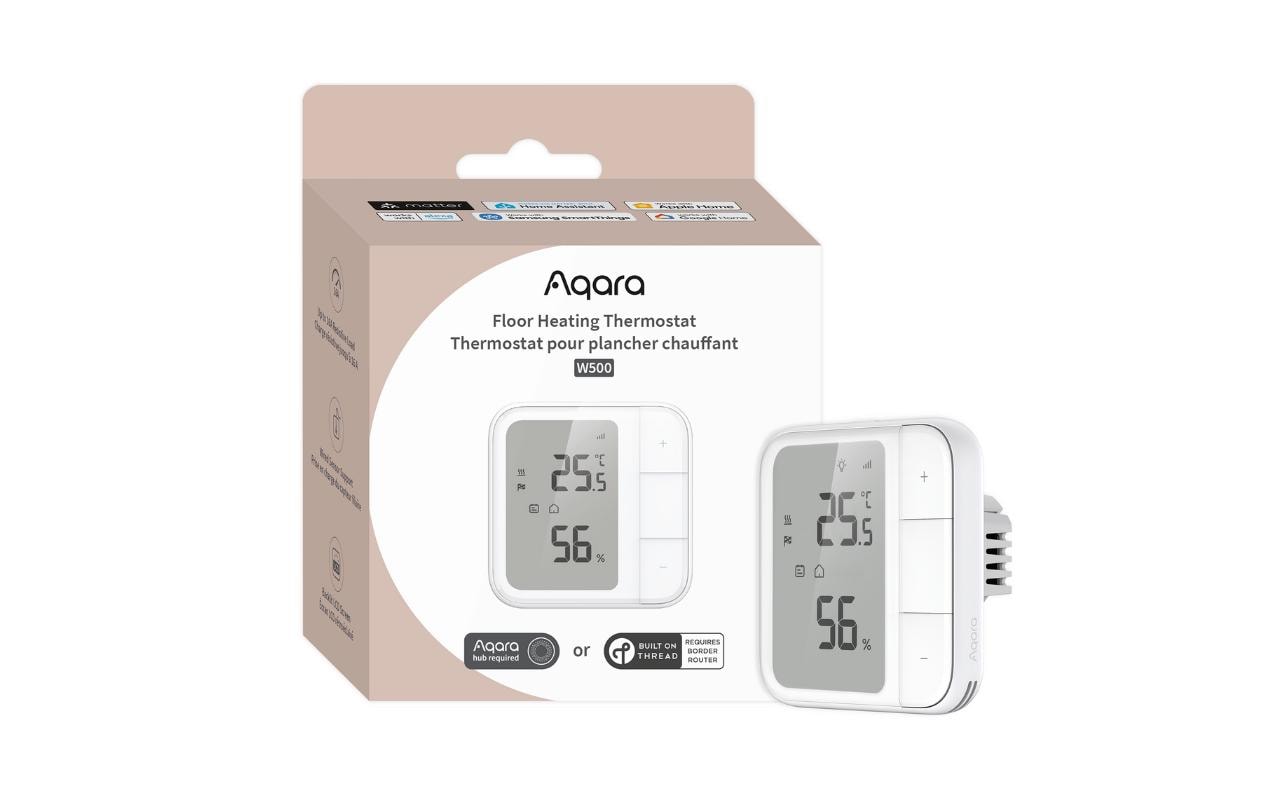 Aqara W500 – Smart-Thermostat – Matter (Thread), Bluetooth, Energieüberwachung – für Fussbodenheizungen