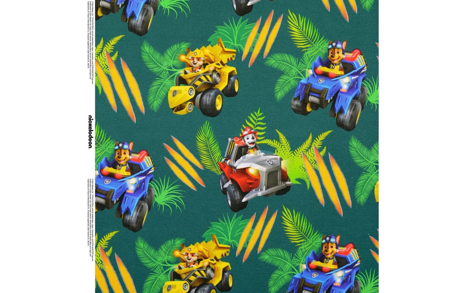 Stoffe Dekostoff, Jersey, Elasthan, Mehrfarbig, Gelb, 150 × 50 cm, Paw Patrol Dschungel