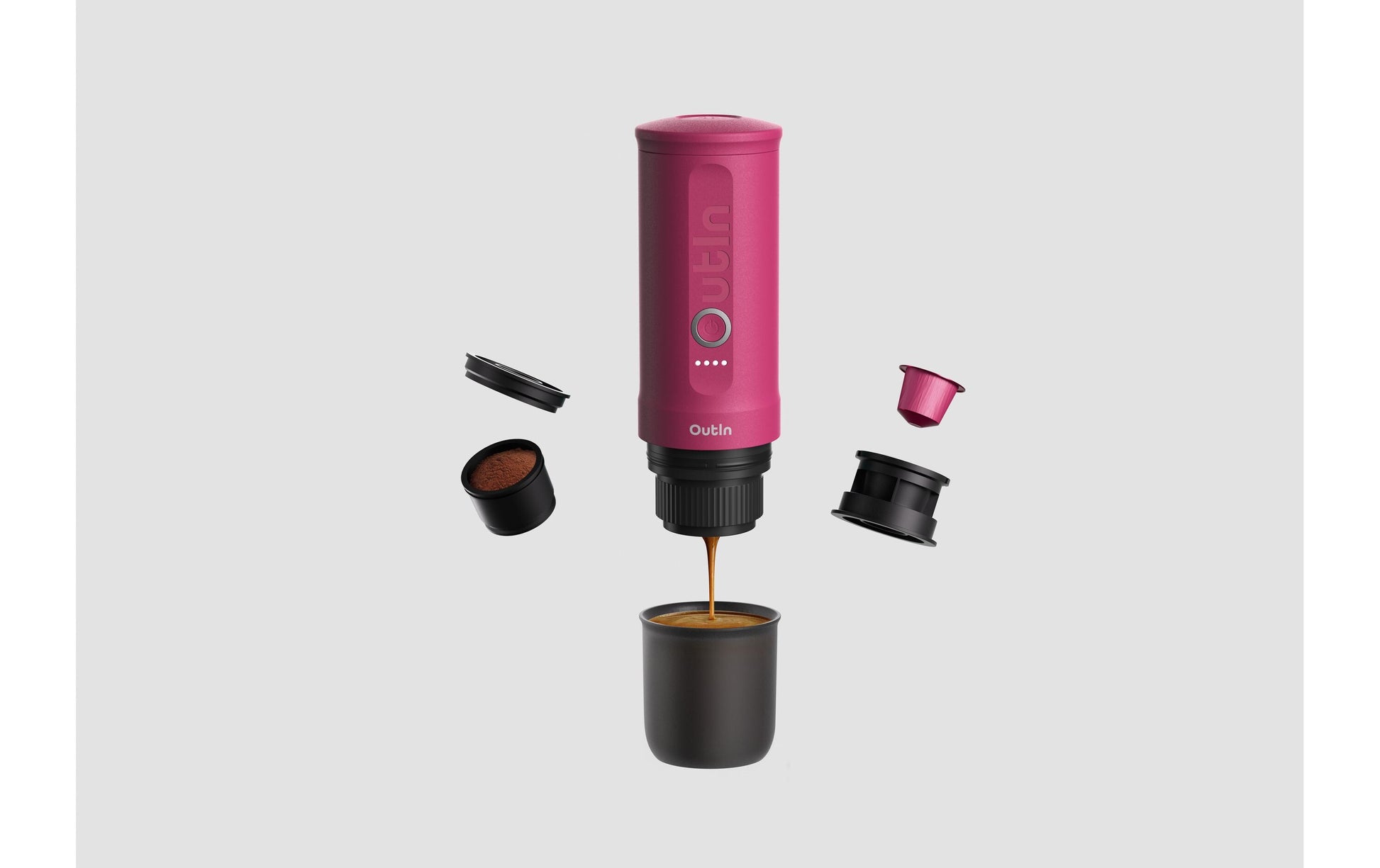 Outin Nano Espressomaschine (Siebträger) – 20 bar, 0,1 l, rot